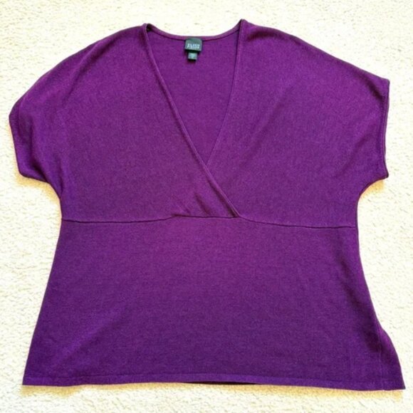 Eileen Fisher lagenlook purple tunic top, cotton/silk blend, 1X EUC - Picture 1 of 4